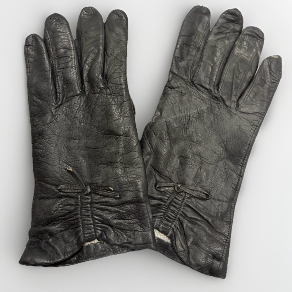 Vintage Leather Gloves Made In Italy Fabric Lining Women's Size 7